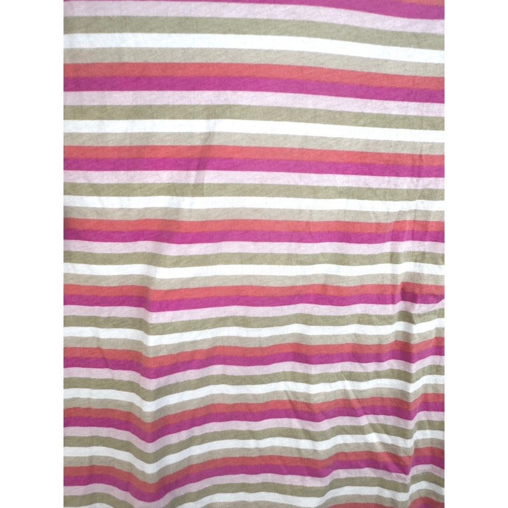 LOFT Womens Large Pink Tan Striped Long Sleeve Cotton Crew Neck T-Shirt L - Picture 4 of 8